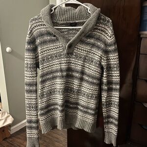 J. Crew Gray Patterned Turtleneck Sweater